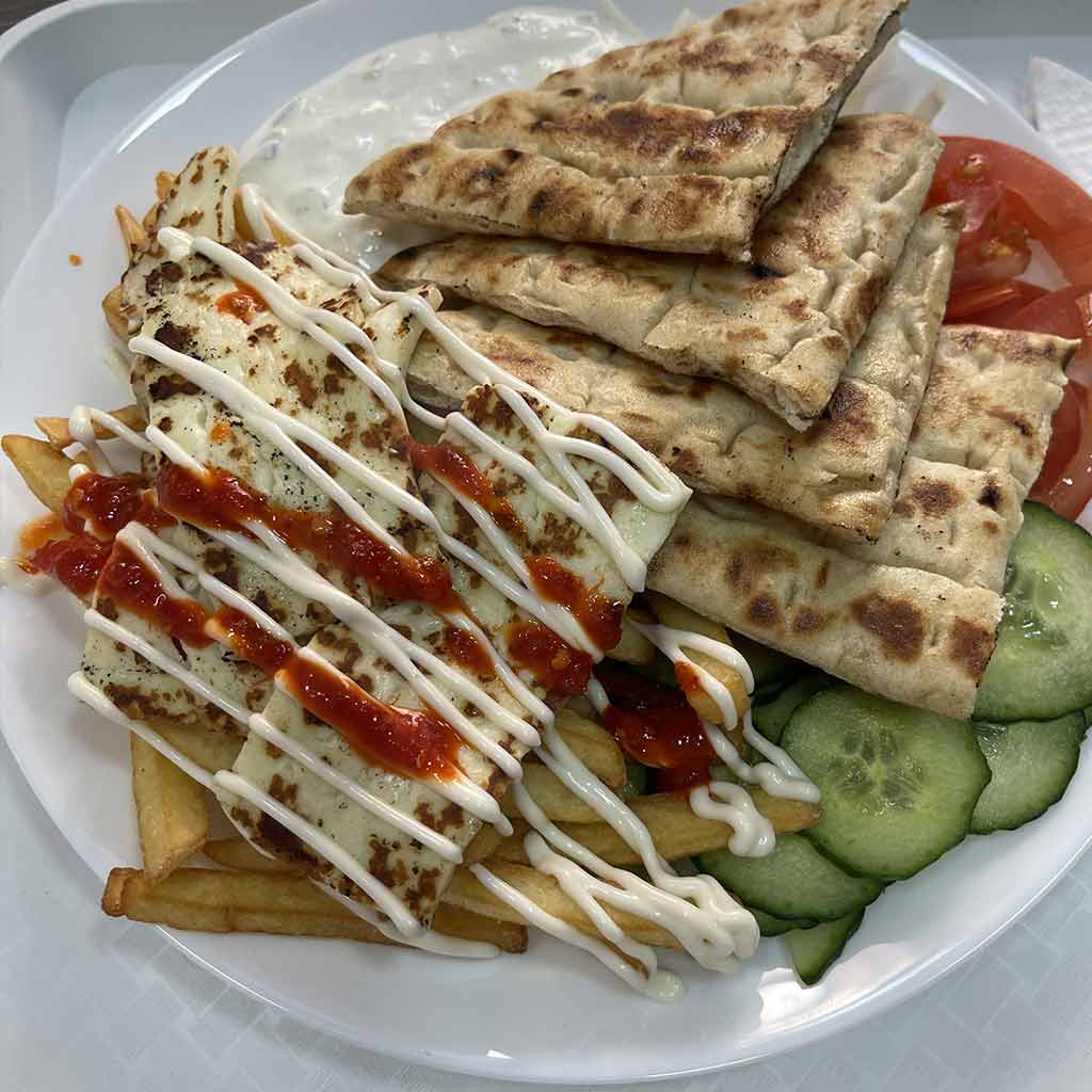 Halloumi sajt, halloumi gyros, vegetáriánus gyros, grillezett sajt, grillezett halloumi, grilled halloumi cheese